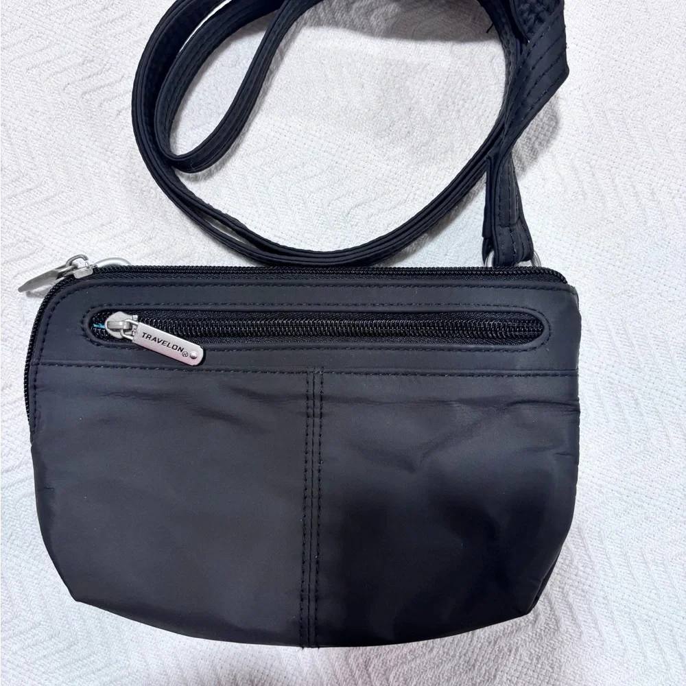 Travelon Black Crossbody Bag with Silver Accents - Picture 2 of 10